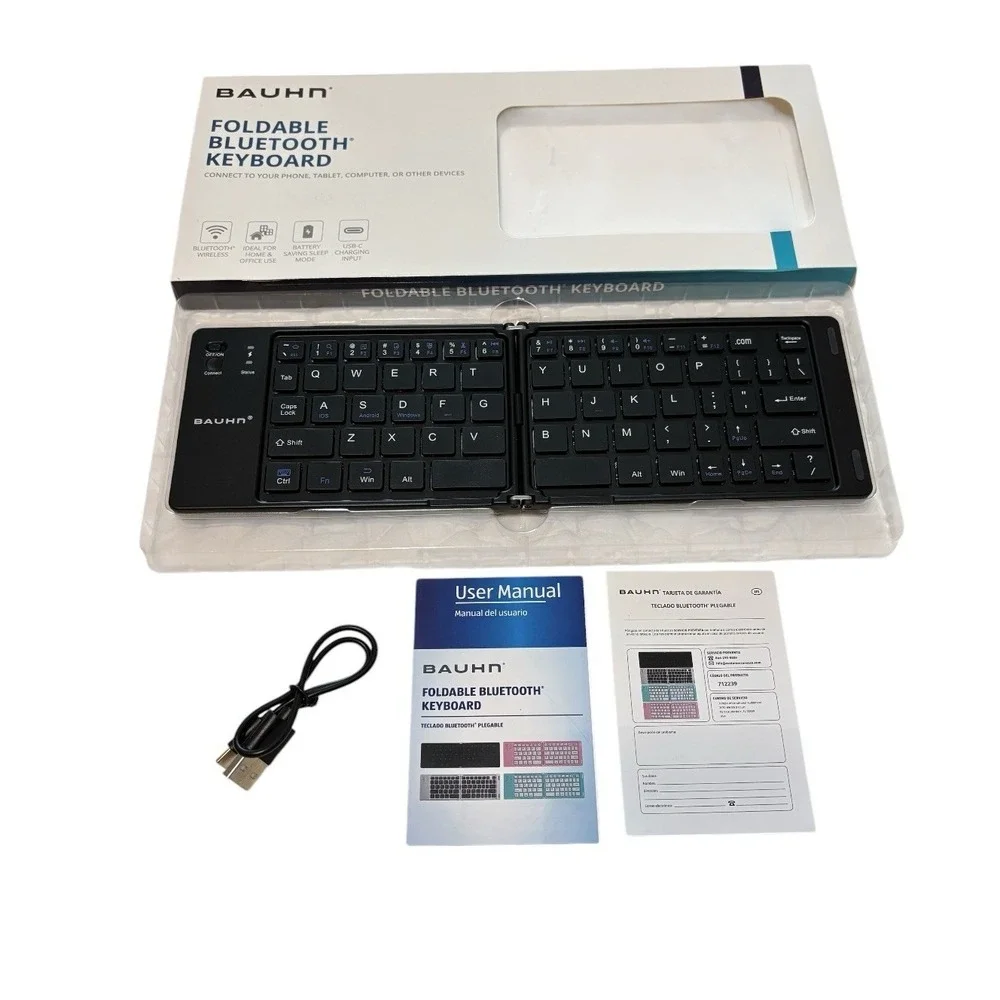 Bauhn HT720 Foldable Bluetooth Keyboard Wireless Portable USB-C w/ Box Manual